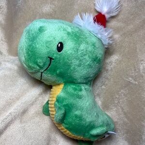Woof Christmas Dinosaur T-rex Dog Toy w squeaker, 6"